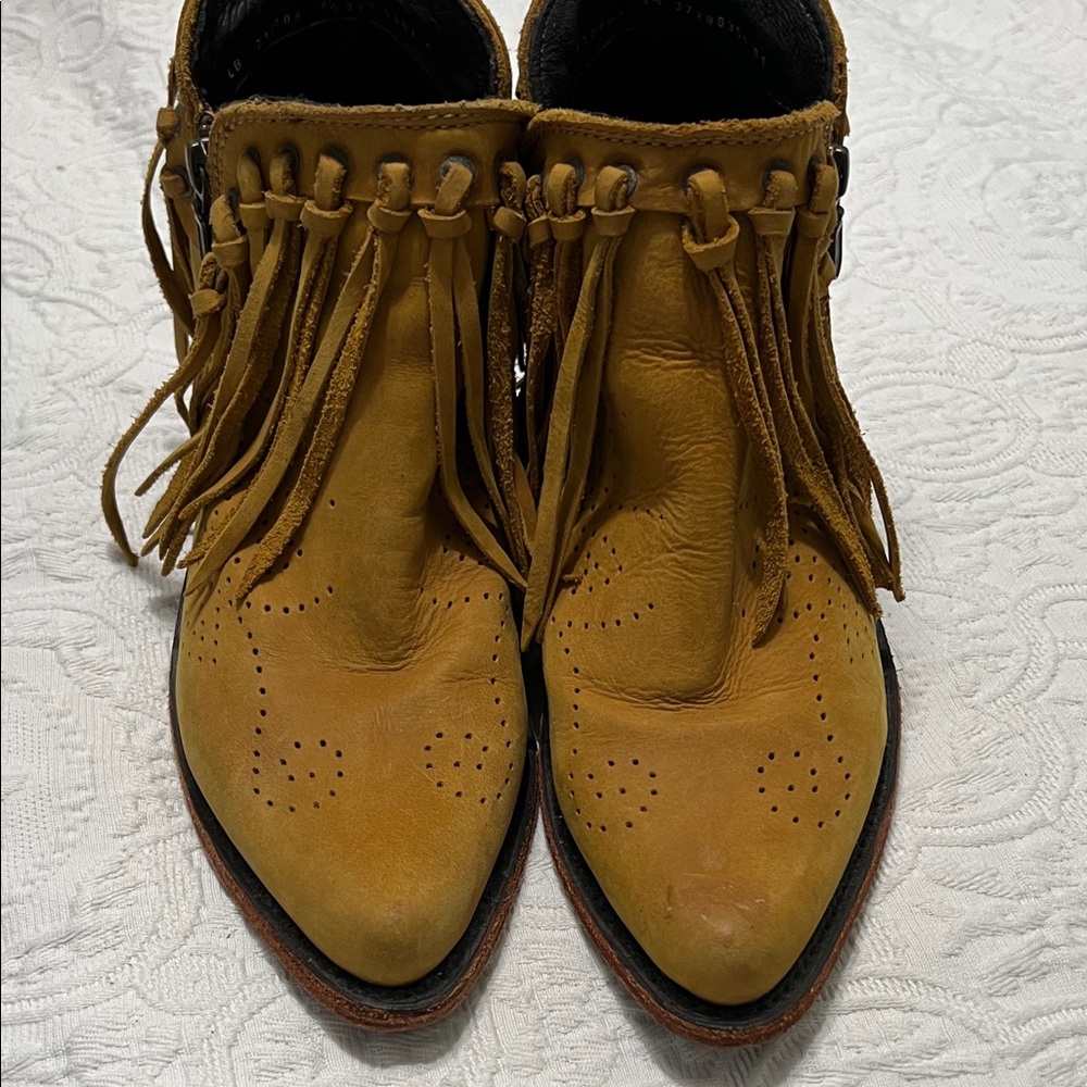 Western Ankle Boots Women Size 8.5 Tan Fringe - Picture 2 of 11